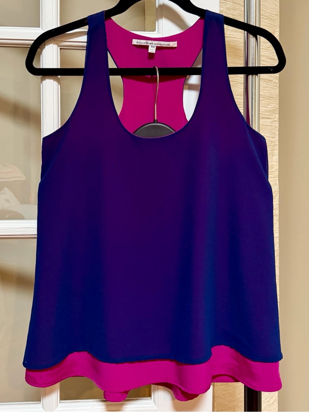 Collective Concepts Two-Tone Spaghetti Strap Camisole in Taupe and White